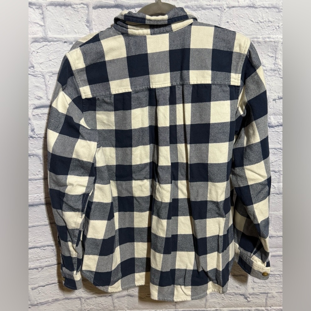 L.L. Bean Cream and Navy Plaid Flannel Shirt, Size 1X - Picture 5 of 5